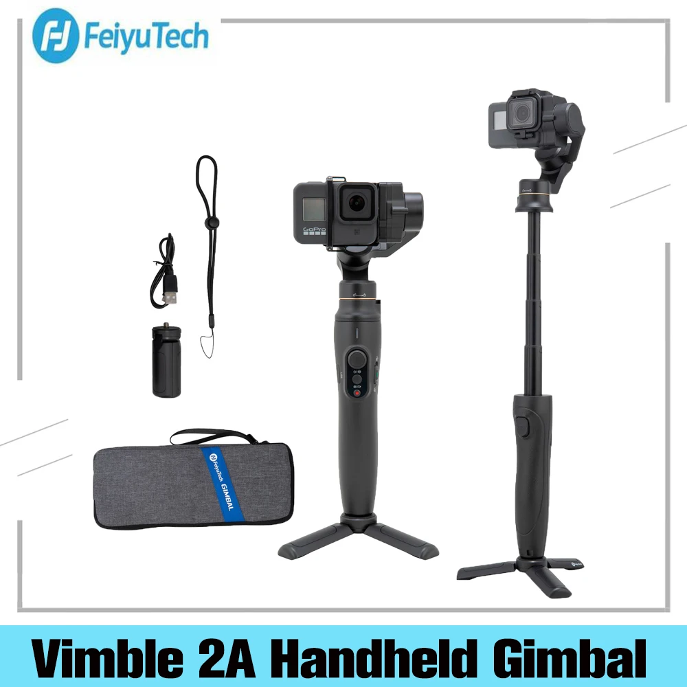 

Feiyu Vimble 2A 3-Axis Action Camera Handheld Gimbal Stabilizer With 180mm Extension Pole And Tripod For GoPro Hero 8/7/6/5