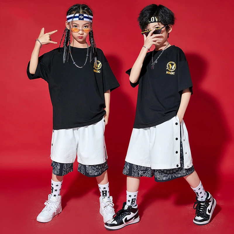 Детские красивые футболки одежда в стиле хип-хоп для уличных танцев и джазовых
