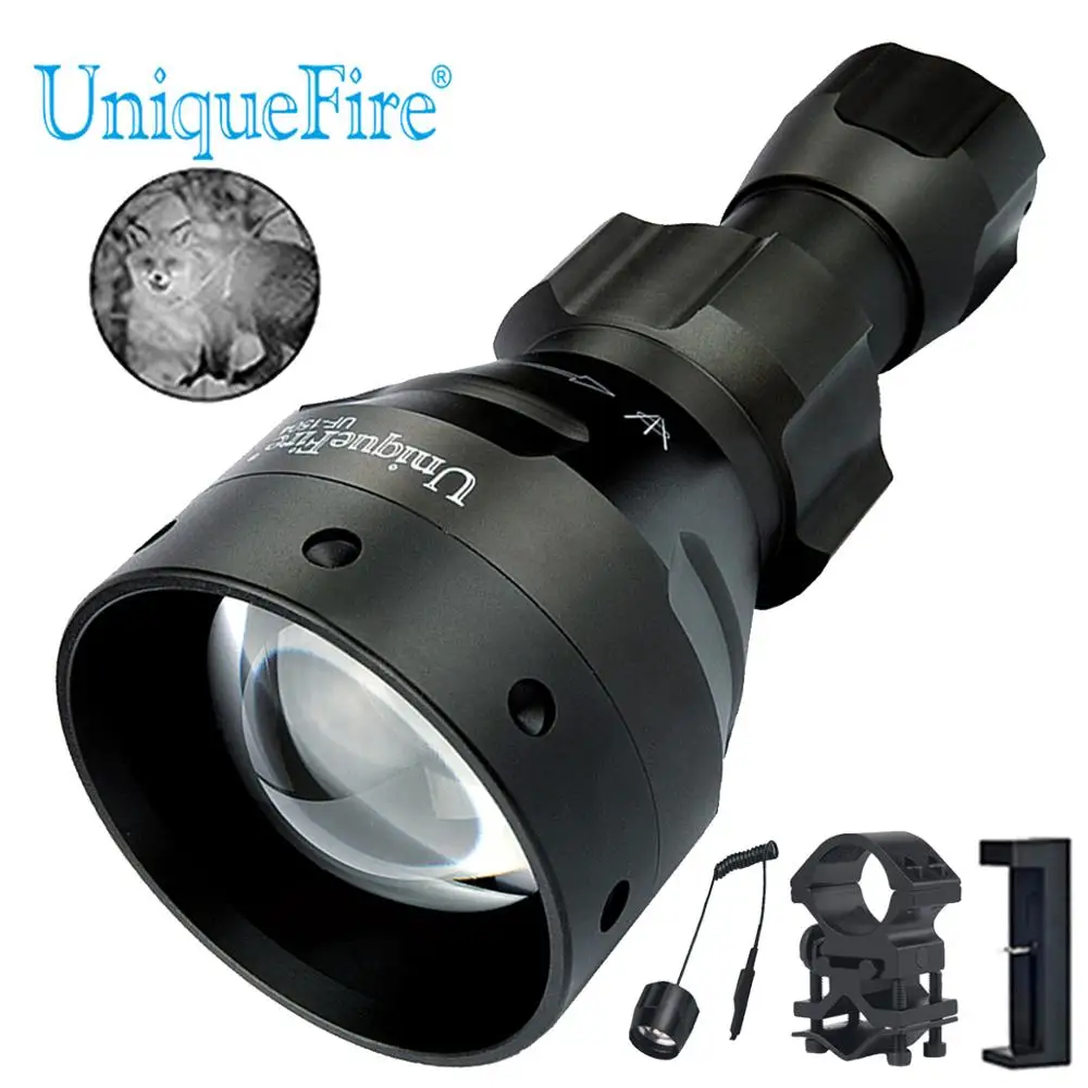UniqueFire 1504 IR 850nm инфракрасный светодиод 67 мм объектив 3 W мощная лампа Torche + пульт Давление + прицела + Зарядное устройство