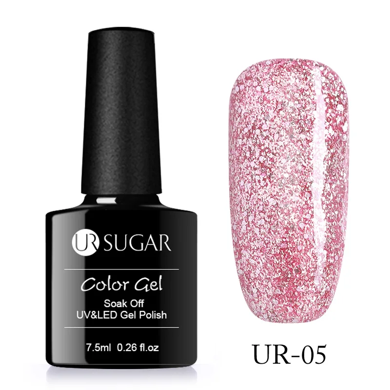Glitter 5 Ur Sugar 7,5 мл розовое золото блестящий УФ-Гель-лак для ногтей с блестками отмачиваемый УФ-Гель-лак телесного цвета Гель-лак для ногтей - Цвет: Glitter 5