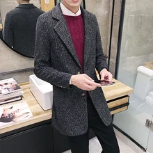 Для мужчин зимняя мода длинный плащ пальто Высокое качество Повседневная куртка, плащ, брендовая однобортная Для мужчин, мужское шерстяное пальто