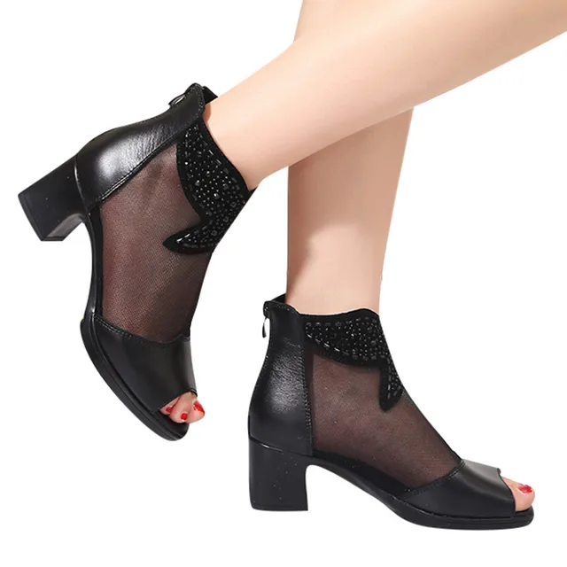 Sandalias de tacón alto para mujer, botines abiertos, cómodos, de verano|Sandalias  de mujer| - AliExpress