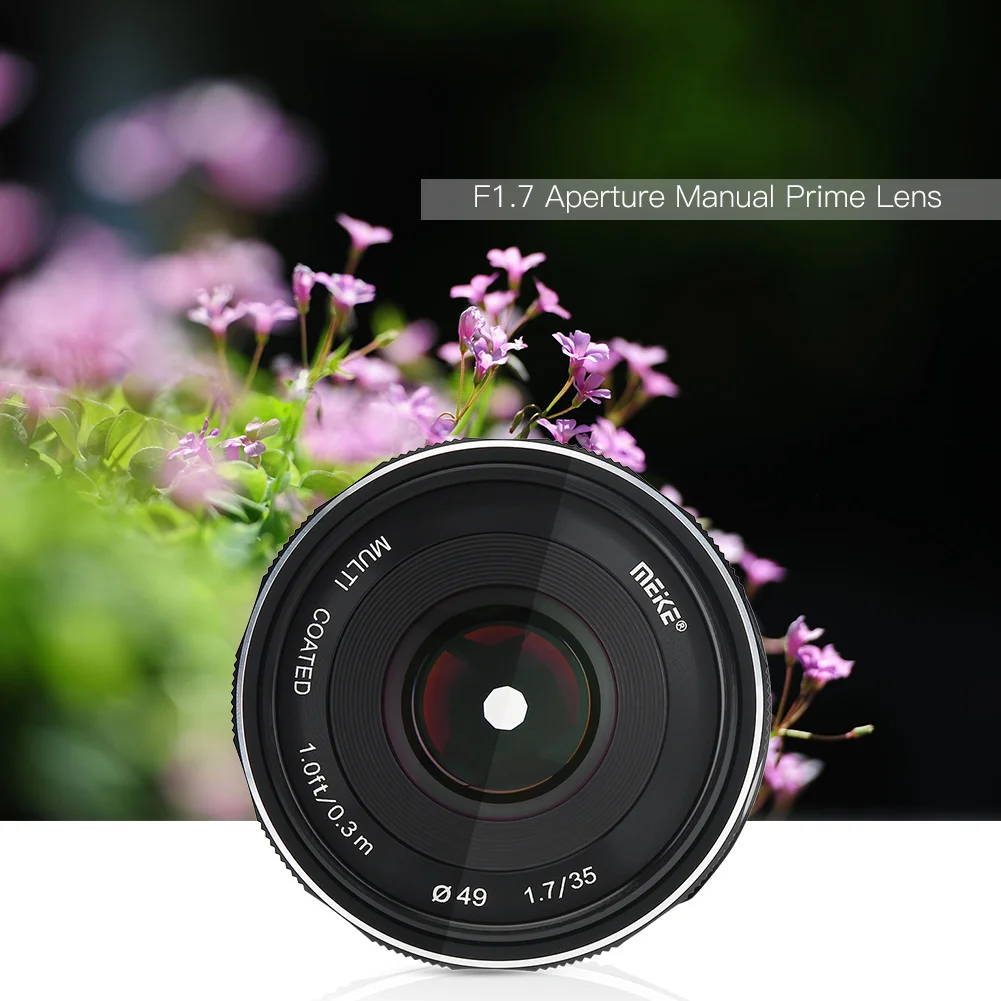 Meike MK-35-1.7 35 мм F1.7 ручная фокусировка объектива APS-C для Canon sony SLR E Mount Fuji для крепления беззеркальной камеры 4/3