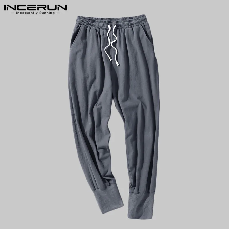Dark Grey INCERUN, осенние мужские однотонные повседневные шаровары, модные, Harajuku, хлопковые мужские спортивные штаны, джоггеры, эластичные брюки, уличная одежда - Цвет: Dark Grey