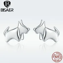 BISAER, настоящее 925 пробы, серебро, оригами, собака, щенок, простые серьги-гвоздики, для женщин, буклы д 'орелль, Brincos, дизайнерский бренд HSE340