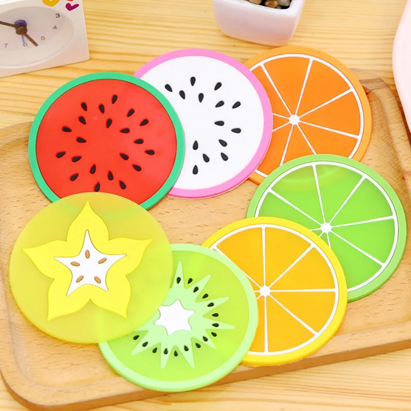 7pcs/set Cute Coaster Fruit Shape Silicone Cup Pad Non Slip Bowl Mat Heat Insulation Cup Pad Coaster Hot Drink Holder Placemat 1
