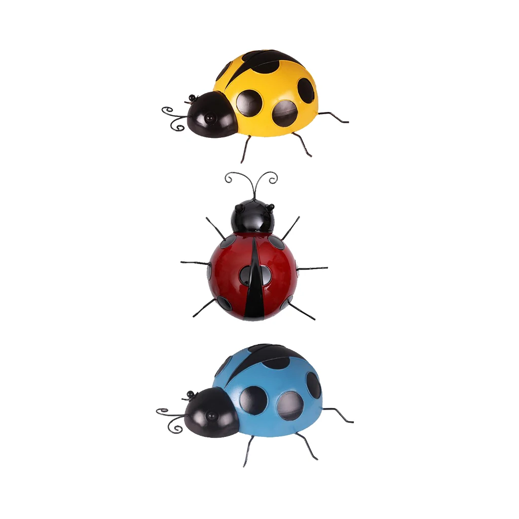 3Pcs Mini Metal Ladybird Home Decor Kids Toys DIY Ladybug - Best Indoor Outdoor Decorations for Patio Yard Office and House 