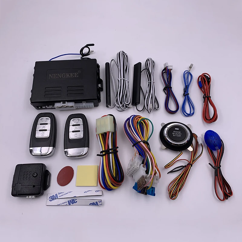 

Owo Way Car Alarm System with Engine Start LCD Remote Control Key Fob Case For B9 with silicone cover NQ-ST9003
