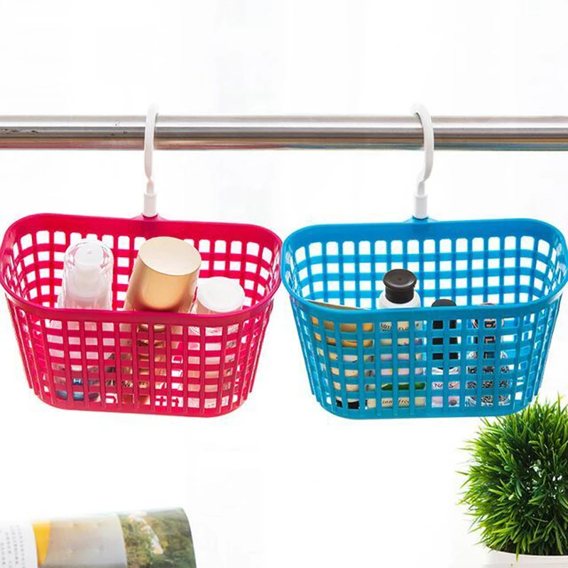 2PC Portable Hook Plastic Hanging Sink Holder Storage Basket Box Organizer Multifunction Home Bathroom Kitchen Shelf Container