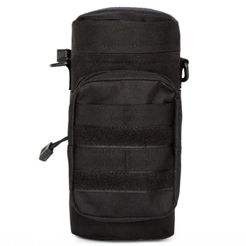 

NEW-Outdoors Durable Molle Water Bottle Pouch Gear Kettle Waist Shoulder Bag For Climbing Camping Hiking Bags(Black)