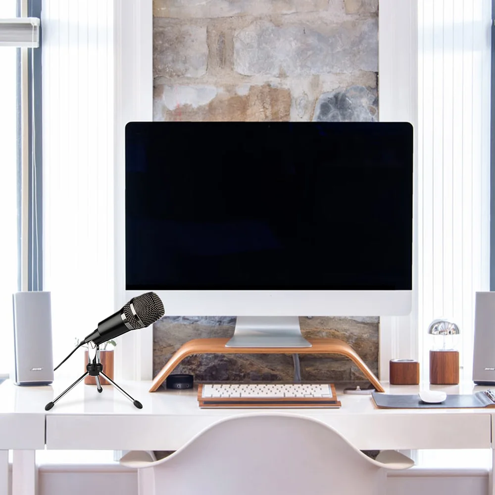 USB Microphone Home Vocal Recording Microphones Desktop Mini Metal Tripod Stand for for Laptop PC Online Chatting Singing