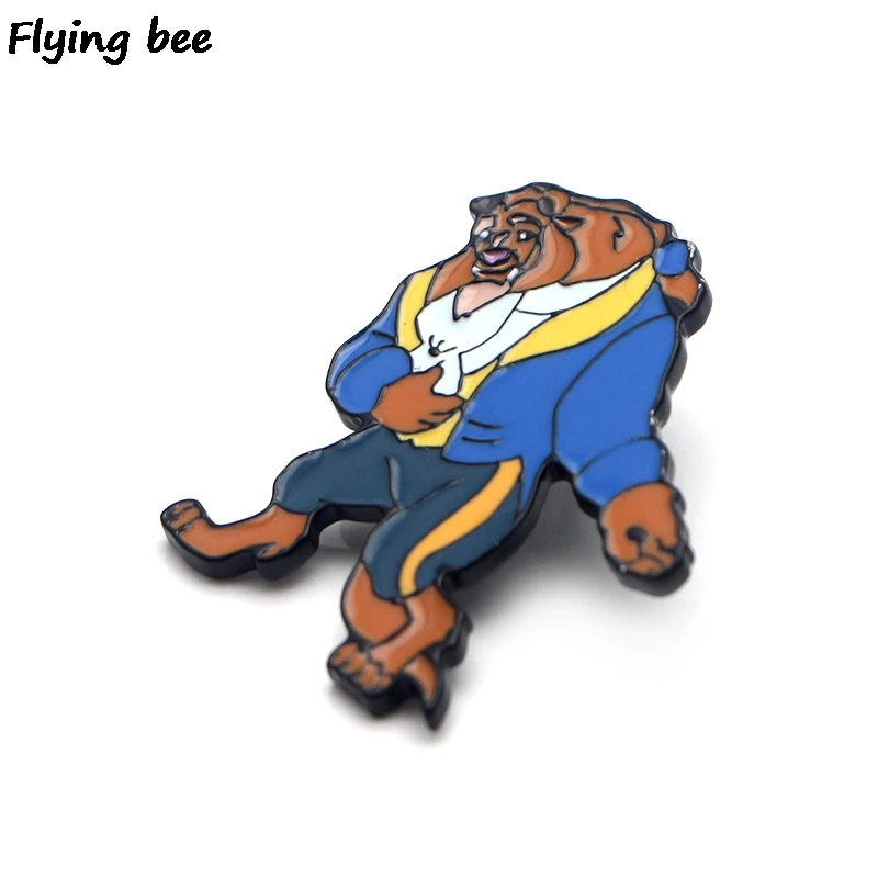20 шт./лот Flyingbee Красавица и Чудовище брошь, эмалированный штифт для одежды значок для рюкзака шапка личность Pin Творческий шпильки X0176