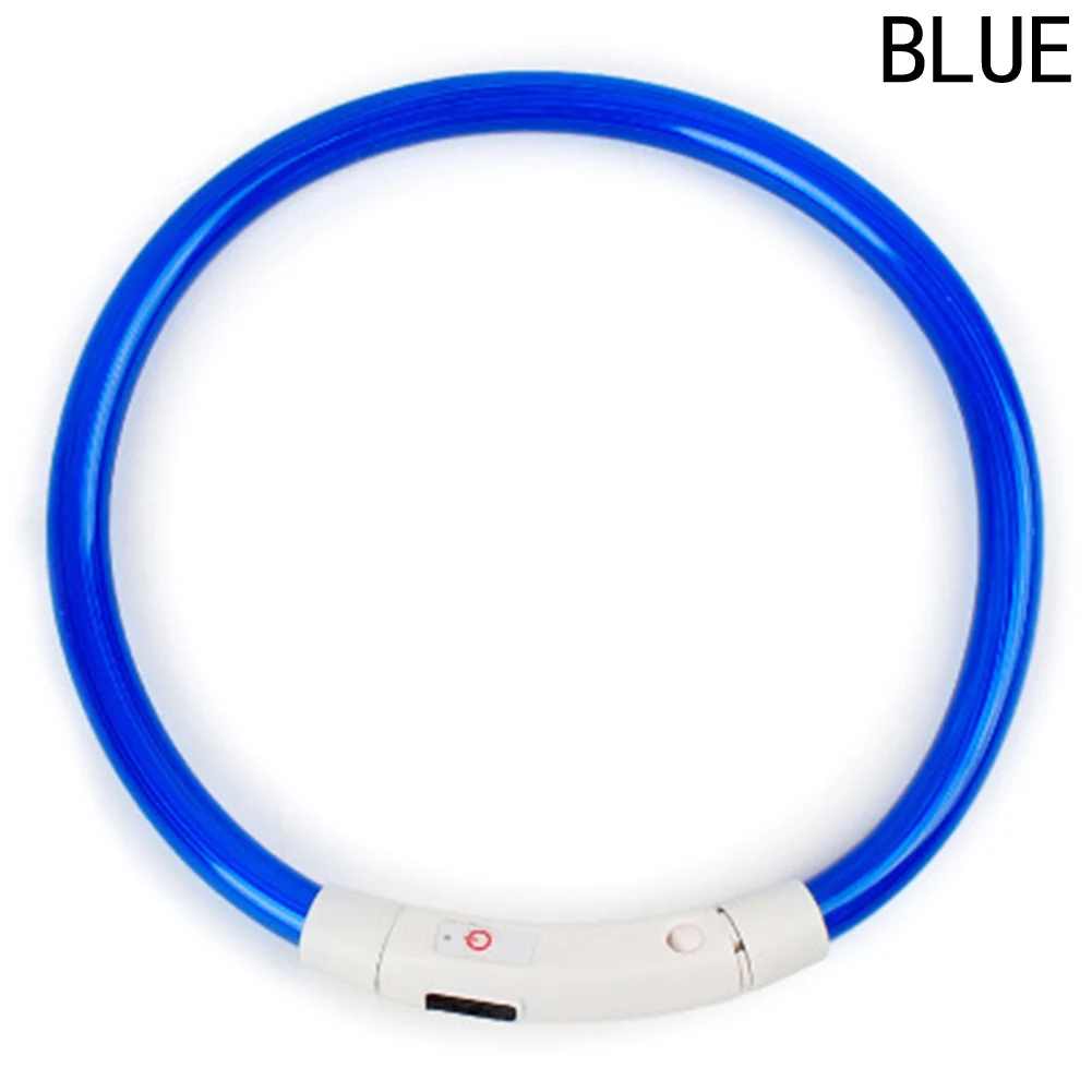 BL Usb зарядка Регулируемый ошейник для собак светодиодный перезаряжаемый ночной мигающий светящийся ошейник для собак пластиковый однотонный ошейник для собак - Цвет: BL
