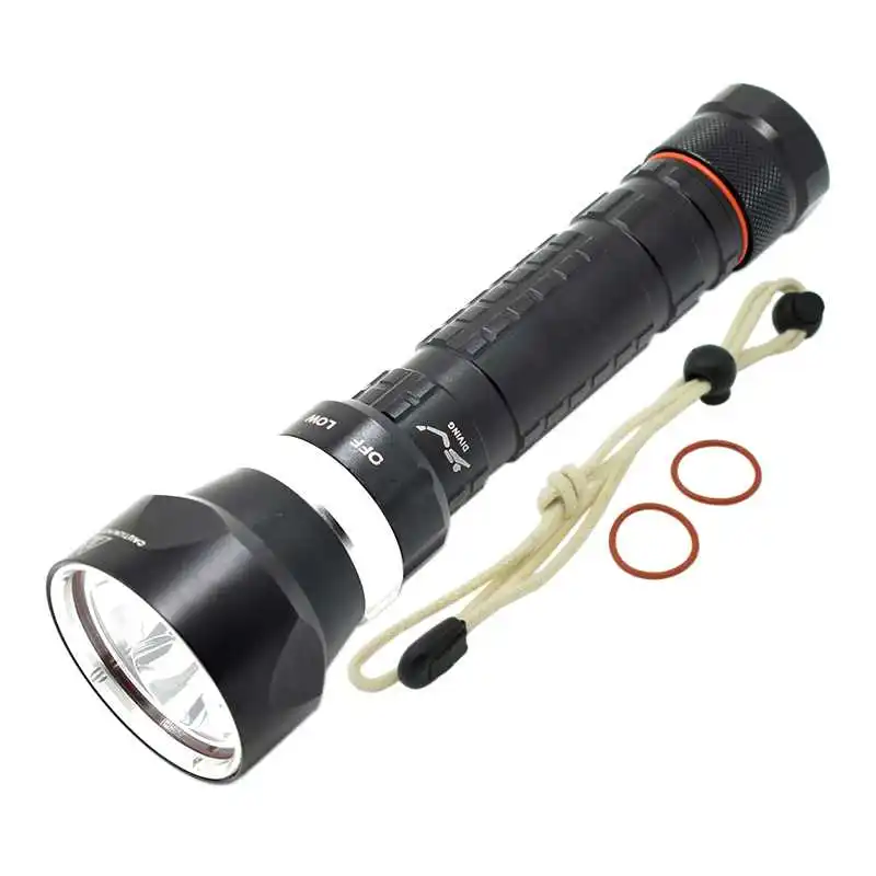 Scuba Diving Flashlight High Brightness 3x XM-L L2 6000LM Dive Torch Waterproof 3-mode Submarine Light for Underwater Hunting