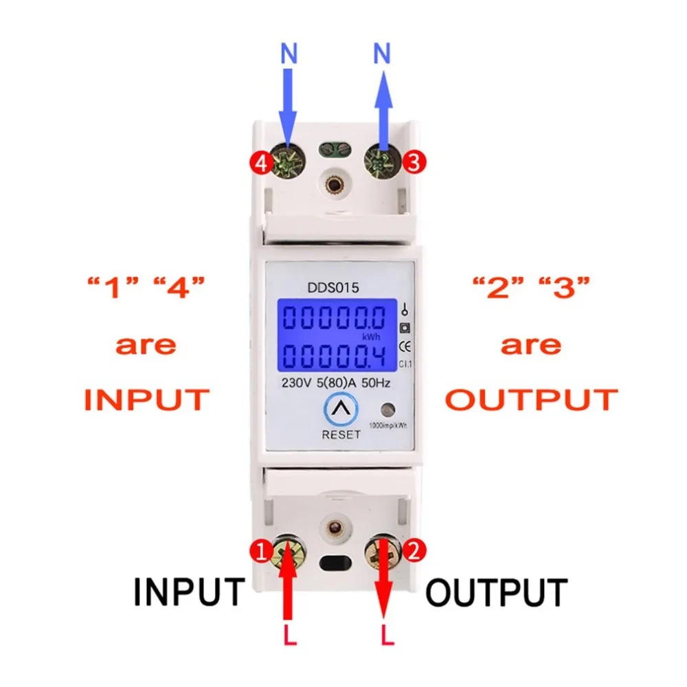 SINOTIMER DDS015 230 V din-рейка однофазный ваттметр энергопотребление ватт электронный измеритель энергии AC с функцией сброса