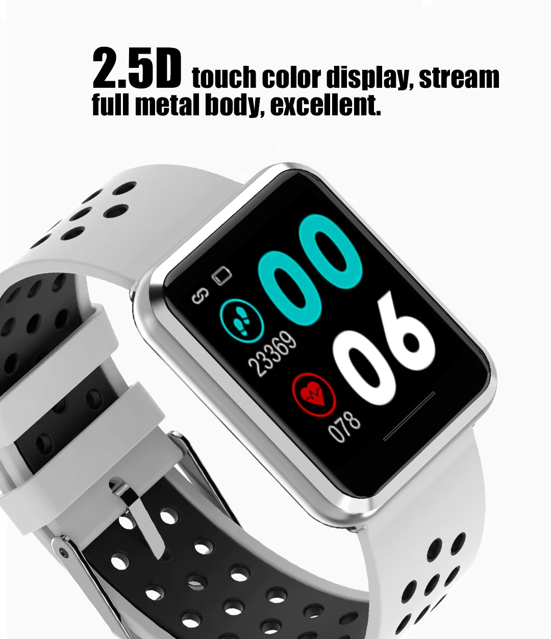 Постоянный дисплей экран Smartwatch IP67 водонепроницаемый смарт-часы фитнес-трекер Видимый под солнцем шагомер для iOS Android