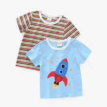 Летняя детская футболка с короткими рукавами для мальчиков детская футболка в полоску с героями мультфильмов в Корейском стиле летняя футболка в европейском и американском стиле Chi