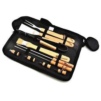 

10 Pcs BBQ Grill Utensil Tools Set Reinforced Tongs Stainless Steel Barbecue Grilling Accessories with Aluminum Storage