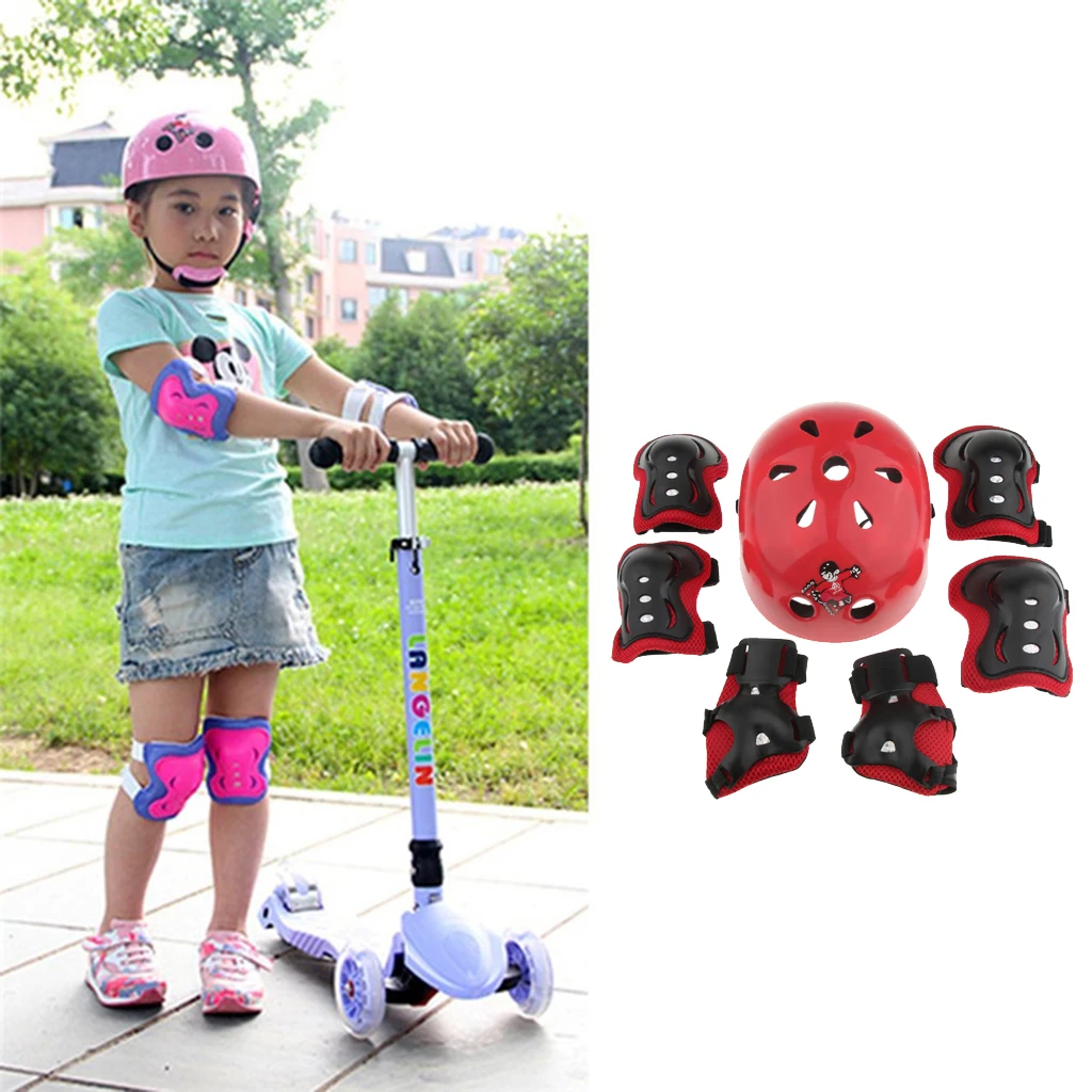 2 Set Kids Roller Skating Bicycle Knee Wrist Guard Elbow Pad Skateboard Scooter Knee Pad