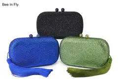 Женские вечерние сумки с кисточками и зелеными бриллиантами, расшитая кристаллами сумочка-клатч, вечерние сумки, сумочка-клатч, сумочка