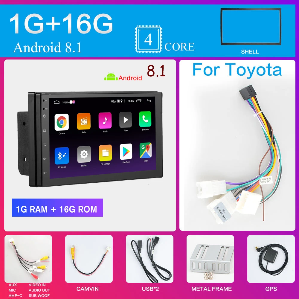 2 Din Android 8,1 Авто Радио Видео плеер " Универсальный Авто Стерео Зеркало Ссылка wifi Bluetooth gps аудио ссылка сенсорный экран MP5 - Цвет: B-9218S TOYOTA