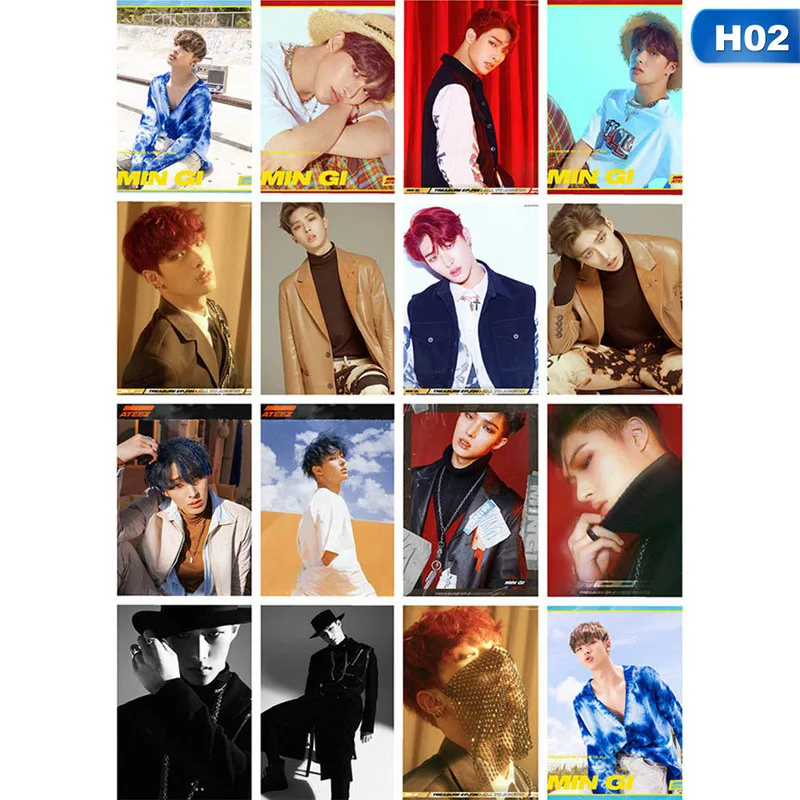 16 шт./компл. высокое качество KPOP ATEEZ альбом ЕО Санг MINGI коллекции HD фото карты ПВХ карты самодельные ЛОМО карта Фотокарта - Цвет: 02