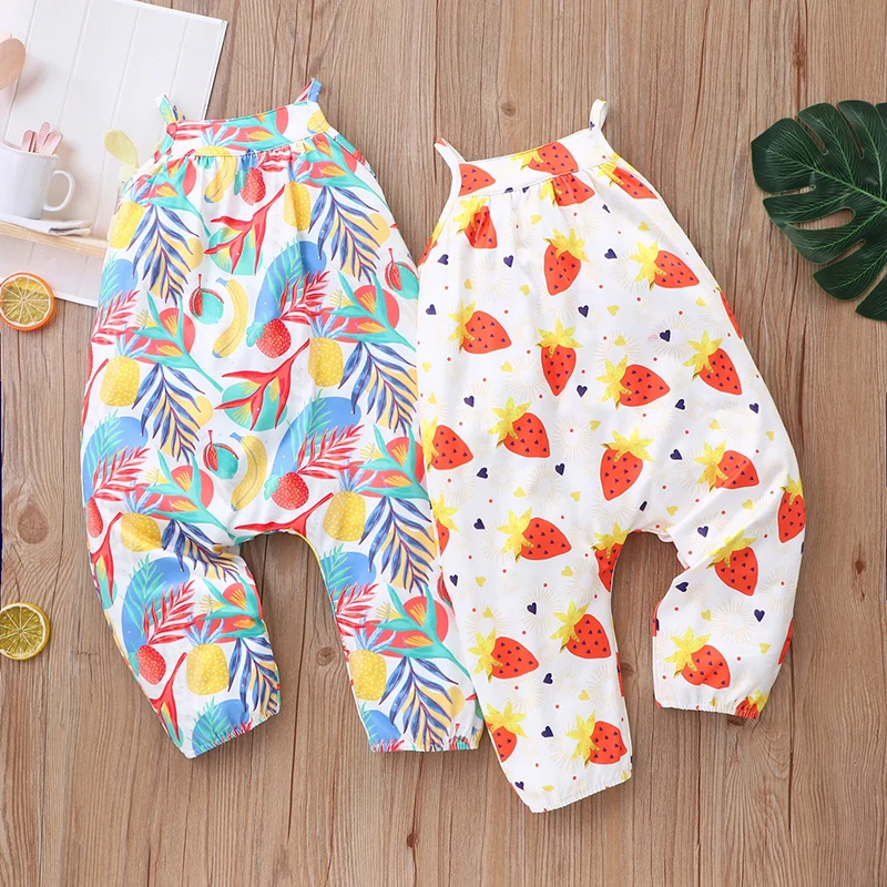 

Summer Baby Clothes Girl Fruit Strawberry Pineapple Banana Print Strap Baby Romper Cotton Cool Loose Infant Baby Jumpsuit 0-18M