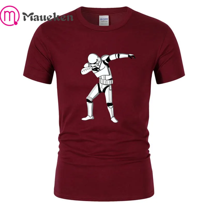 Мужская футболка Dab Trooper с героями мультфильмов, модная футболка, хлопковая футболка с коротким рукавом для звездных войн - Цвет: Wine