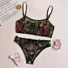 2s# женское сексуальное нижнее белье, ночное белье для женщин, новинка, Цветочная вышивка, кружевное белье для женщин, набор, черное сексуальное нижнее белье для женщин