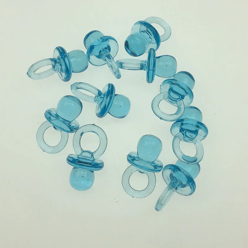 

100pcs Birthday Ornaments Small Diamond Cut Pacifiers Bead Baby Shower Favors Transparent Blue Pink For Party Table Game Decor