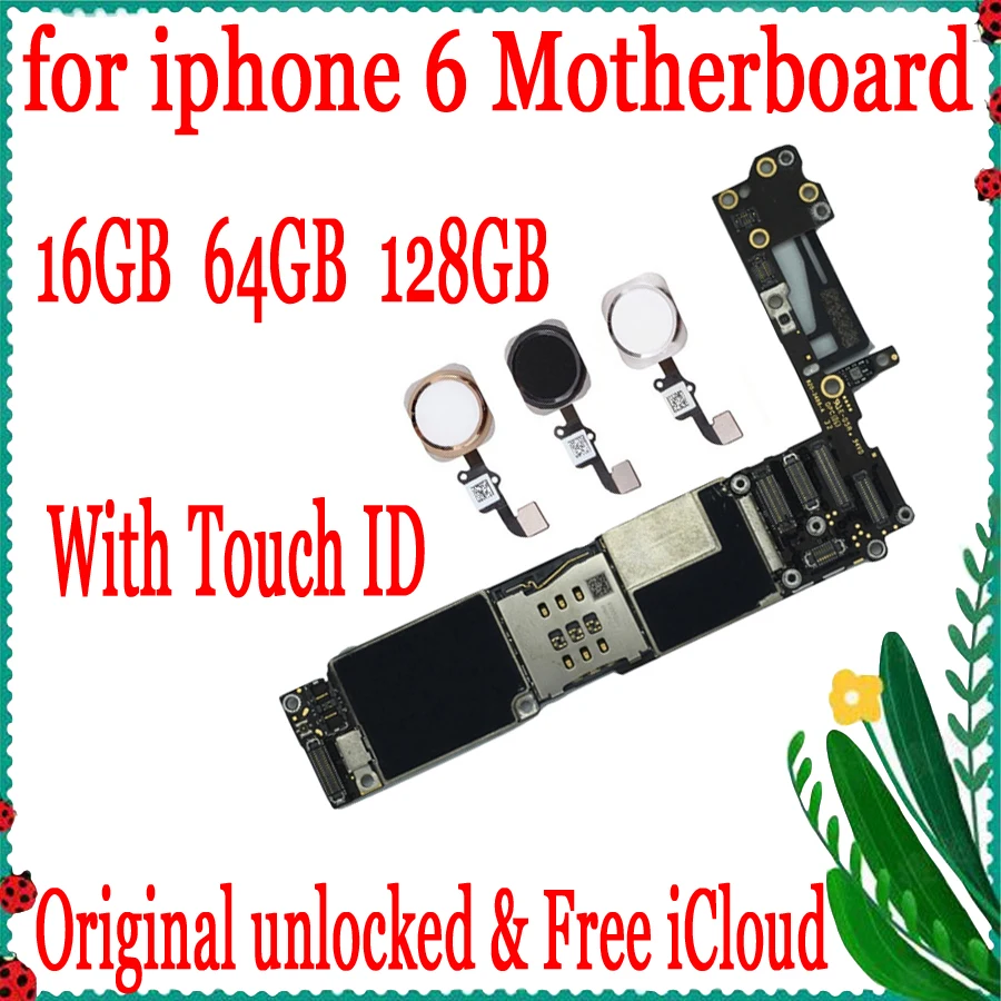 Бесплатный iCloud разблокированный для iphone 6 4,7 дюймов материнская плата с Touch ID, для iphone 6 материнская плата