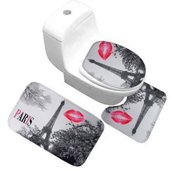 

Honlaker Paris Tower Vintage Bath Mat 3 Pieces/set Ultra Flannel Carpet Soft Bathroom Non-slip Water Bath Absorption Rug