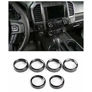 

6pcs Car Accessories Air Conditioner Trailer 4WD Audio Switch Knob Ring Cover For Ford F150 XLT Durable And Practical