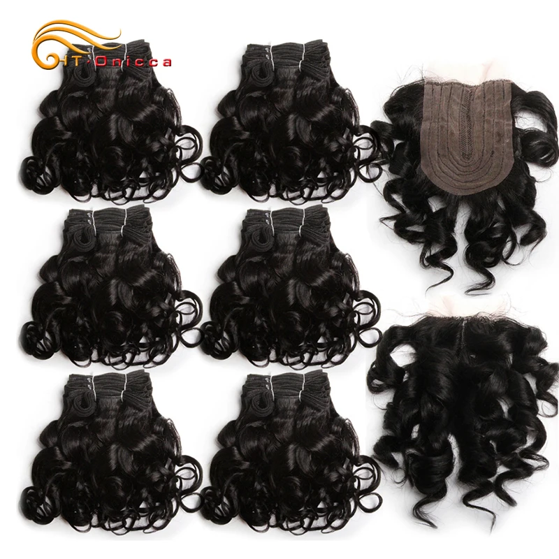 Curly Human Hair Bundles With Closure T Part Lace Closure Short Brazilian Hair Curly Bundles With Closure Natural Color peruvian body wave bundles with closure 4x4 lace closure with 3 hair bundles weave hair extension human hair bundle with closure