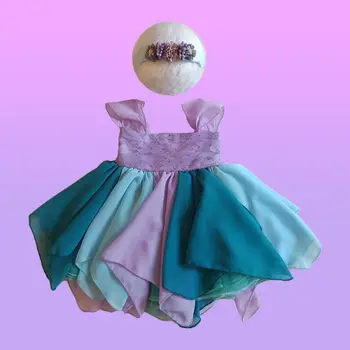 

Newborn Photography Props Baby Headband+Dress Set Outfits Photo Shooting Costume 23GD