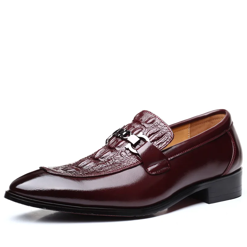Men Leather Dress Shoes British Style Pointed Toe Slip on Loafers Party Wedding Business Luxury Male Casual Shoes Plus Size