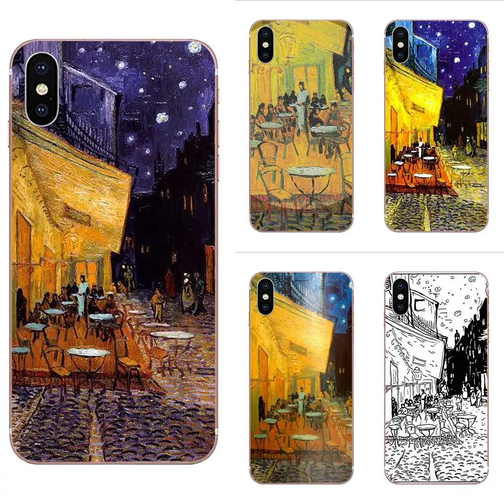 Ван Гог кафе Терраса для Apple iPhone 4 4S 5 5C 5S SE 6 6S 7 8 Plus X XS Max XR мягкий силиконовый