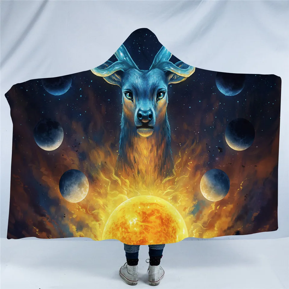 Yin and Yang драконы, черное JoJoesArt одеяло с капюшоном, 3d животное для взрослых детей, шерпа, флисовое переносное одеяло из микрофибры - Цвет: Celestial