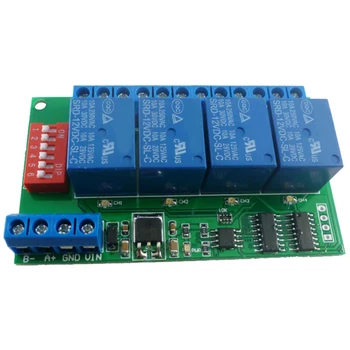 

4 Channel DC 12V RS485 Relay Module Modbus RTU and AT Command Remote Control Switch for PLC PTZ Camera Security Monitoring