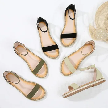 

Women's Sandals Ladies Roma Flat Peep Toe Sandals Shoes High Quality Summer Outside Fashion Ladies Shoes