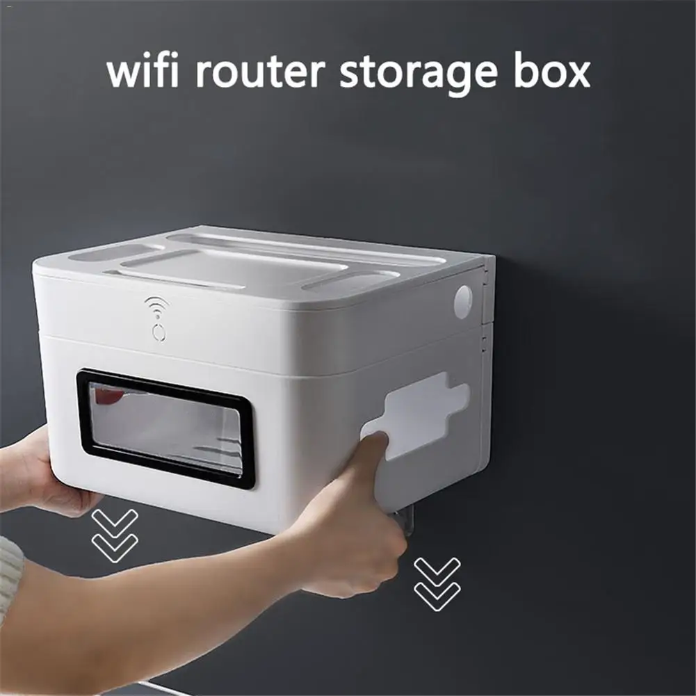 Wifi Router Storage Box Patch Board Socket Holder Wall Mounted Storage Organizer For Home Use