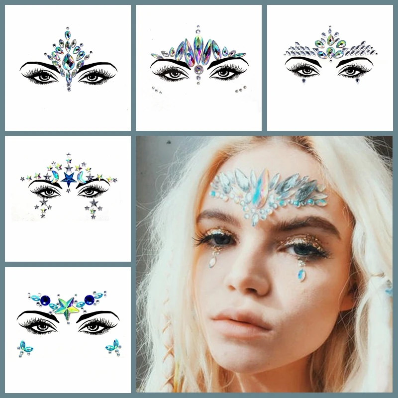 Блестящая аппликация Стразы для лица временная наклейка макияжа грудь стразы