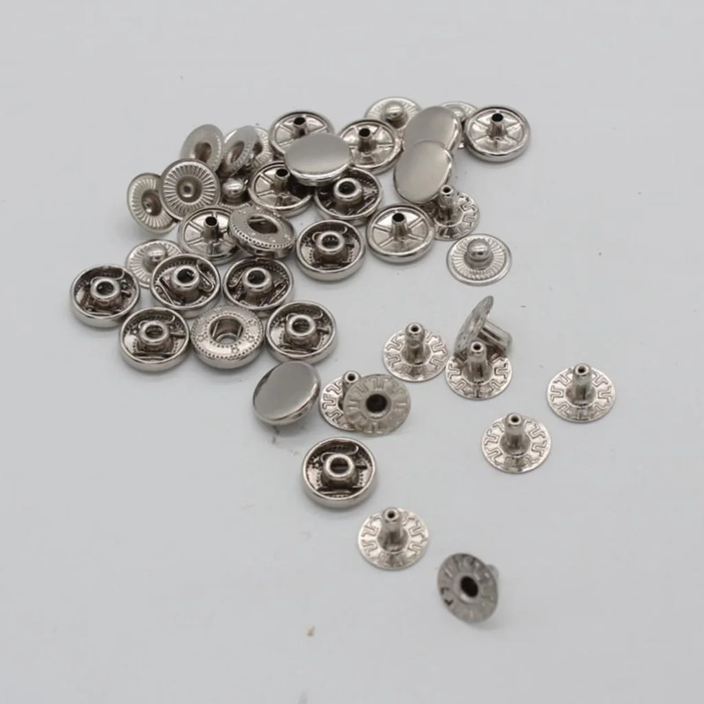 10 Sets Metal Snap Buttons Popper Studs for DIY Bags Coat Leathercraft Silver