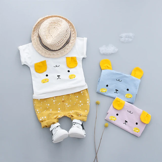 US $7.56 HYLKIDHUOSE Summer Infant Clothes Sets Baby Girls Boys Clothing Sets Cartoon Cotton Shirt Star Shor