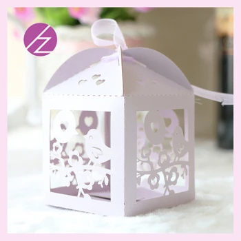 

50pcs/lot Best sale Luxury Birds Laser Cut Candy Gift Boxes Bridal Birthday Box With Ribbons Multicolor Candy Boxes