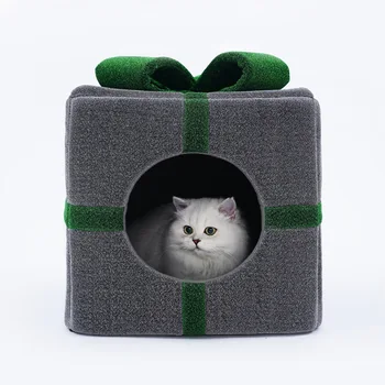

Comfortable safe gift box cat's house spring warm cute style Four Seasons universal enclosed cat Villa supplies cotton