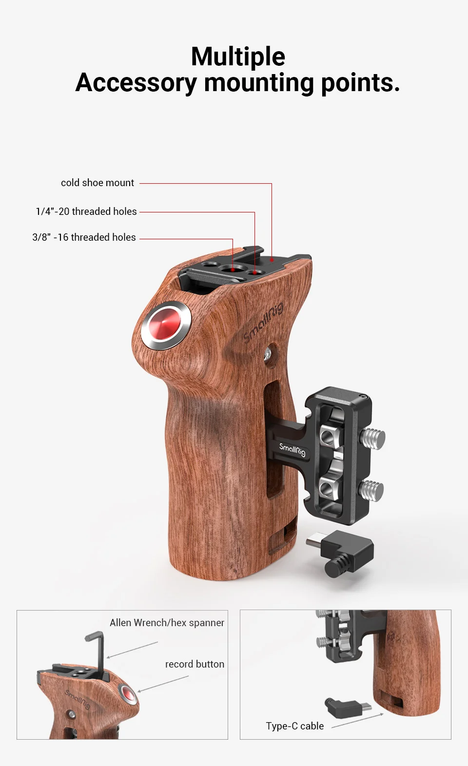 Threaded Side Handle with Record Start/Stop Remote Trigger For SONY for Panasoni