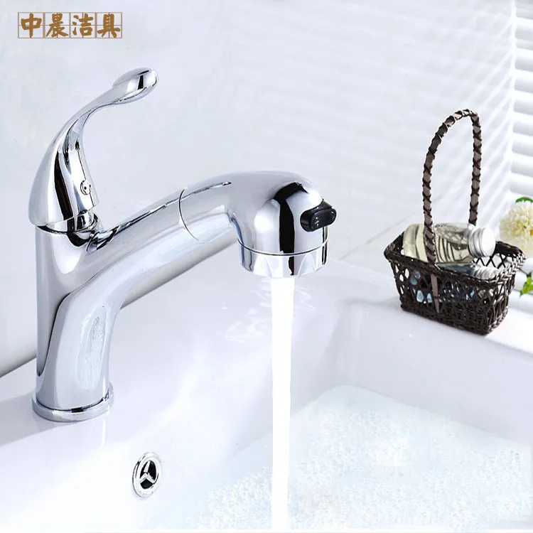 

Basin Pullout Faucet Copper Hot And Cold Water 2 Files Water Extractor-Shampoo Pulling Washbasin Ceramic Basin Tap