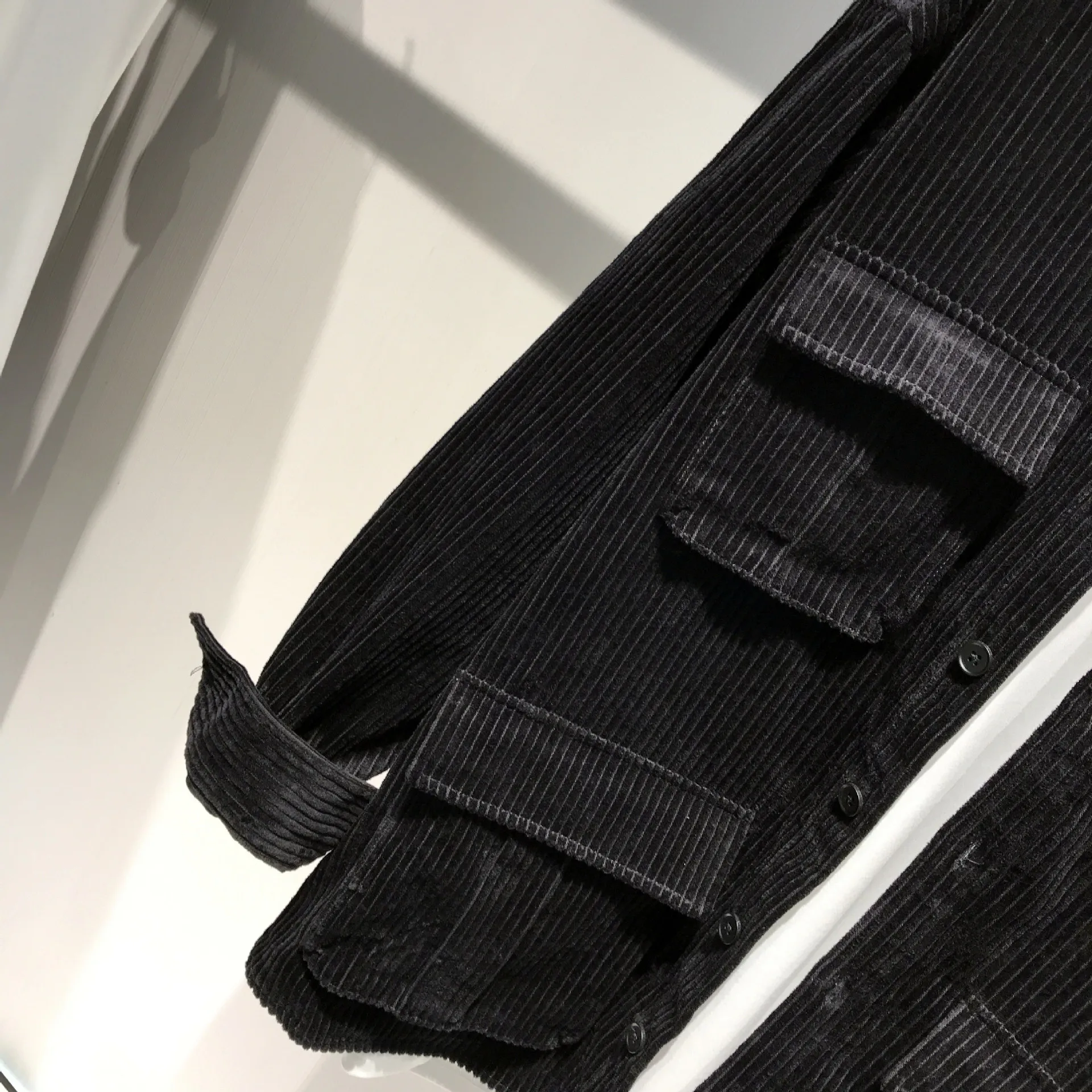 Однобортный рубашки Мужская Осенняя Harajuku футболки Повседневное с длинным рукавом однотонные Топы Вельветовая куртка в стиле «хип-хоп» блузка