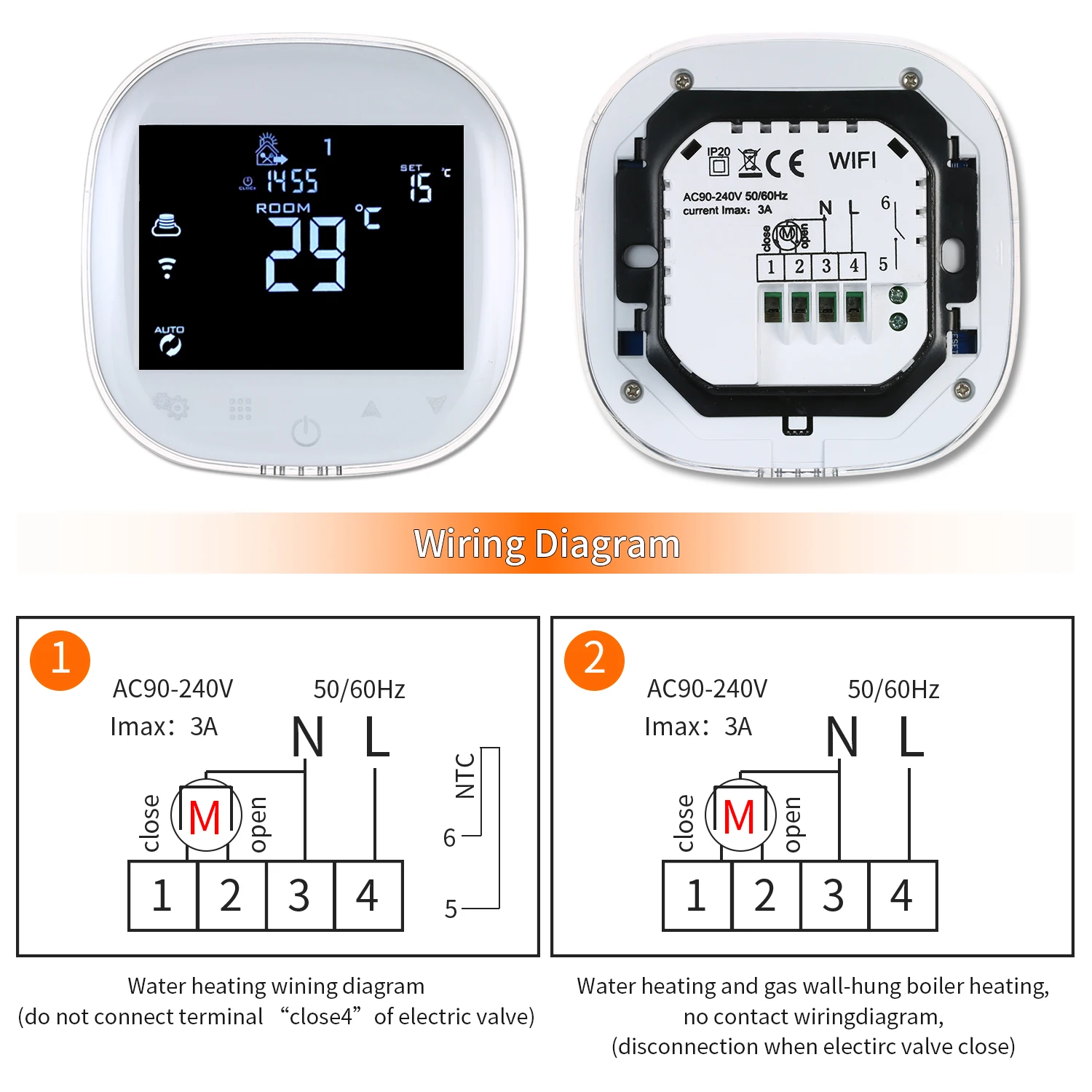 WiFi Thermostat Programmable Water/Gas Boiler Heating Thermostat Room Temperature Controller Works 90~240V